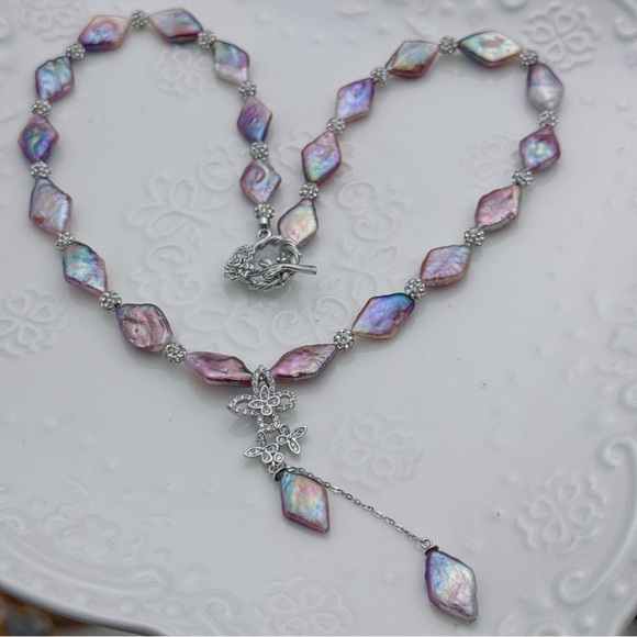 26X31 Handmade Freshwater Baroque Pearl Necklace Metallic Purple Pearls - Picture 3 of 8